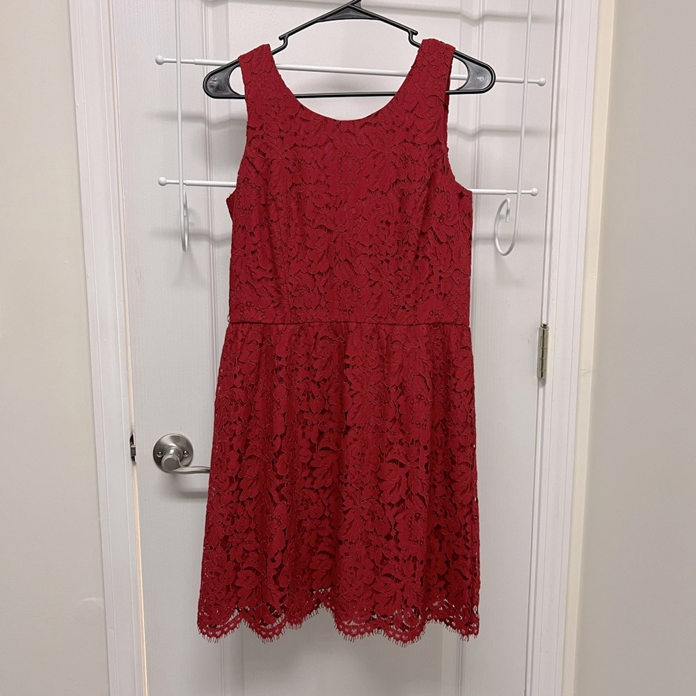 Loft Outlet Petite Red Lace Dress
